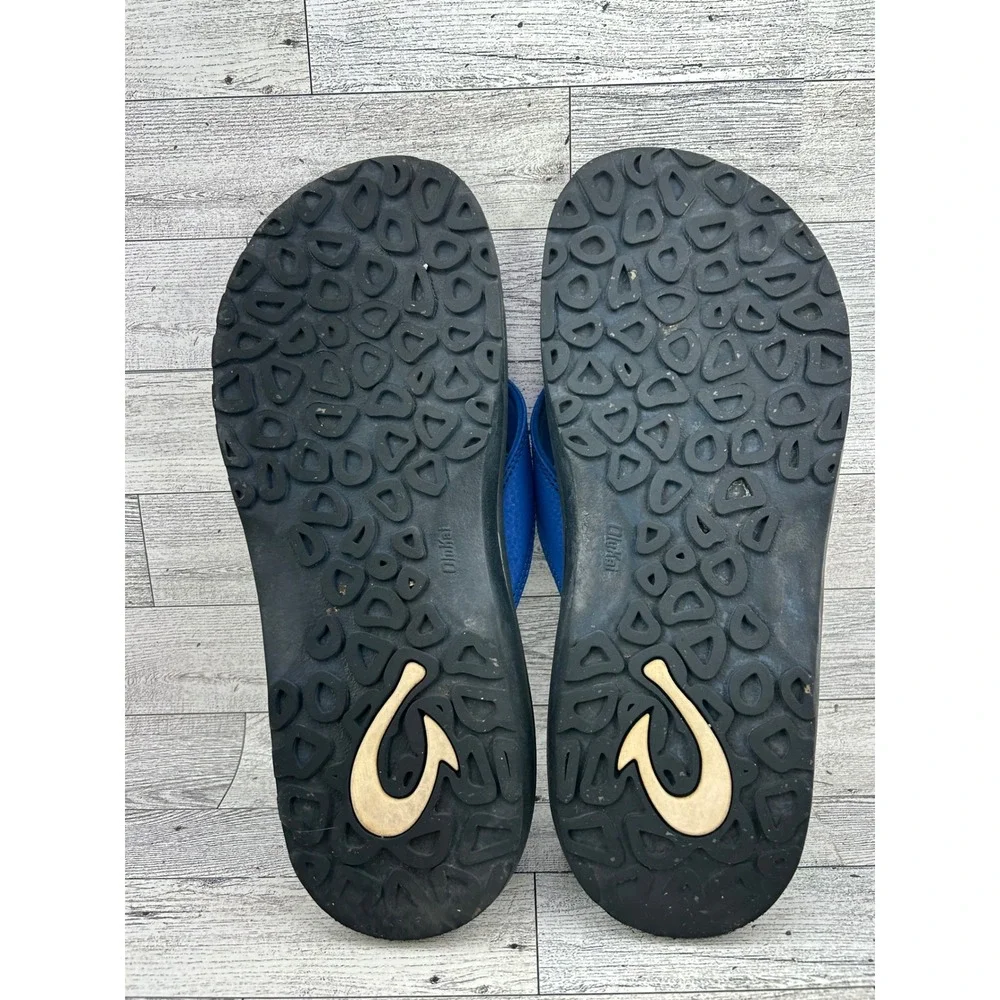 Olukai Ohana Men Flip Flops Blue Black Sandals 10110A-AH40 Size 11